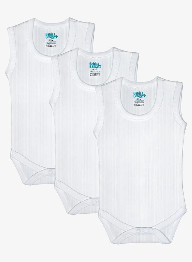 Babies Basic Pack of 3 - Super Combed Cotton Sleeveless Bodysuit - Image 1